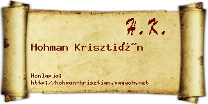 Hohman Krisztián névjegykártya